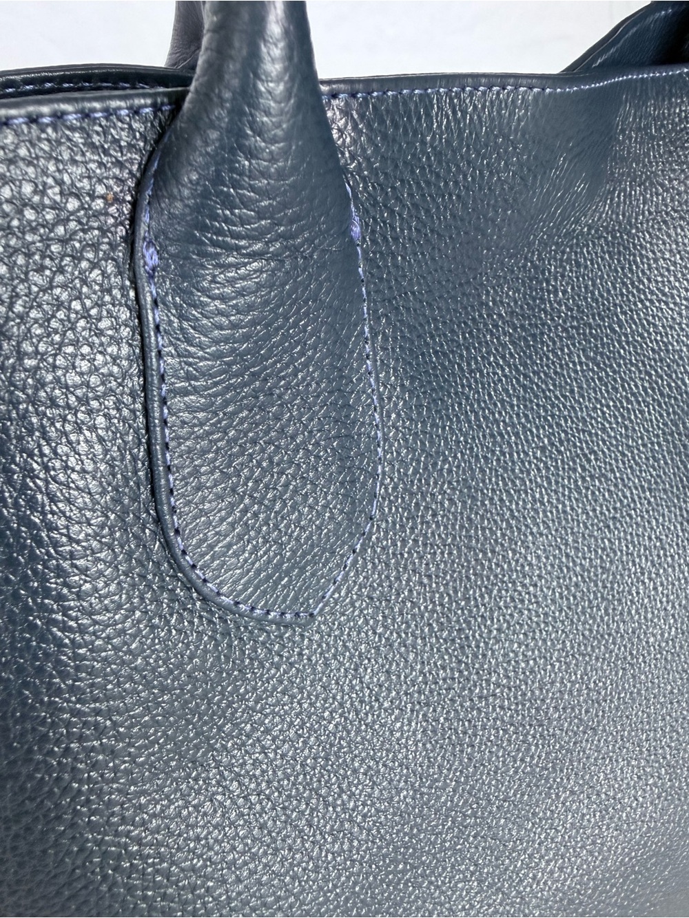 Classic Dark Blue Leather Tote Bag - Ref Liner Everyday Carry - Picture 8 of 9